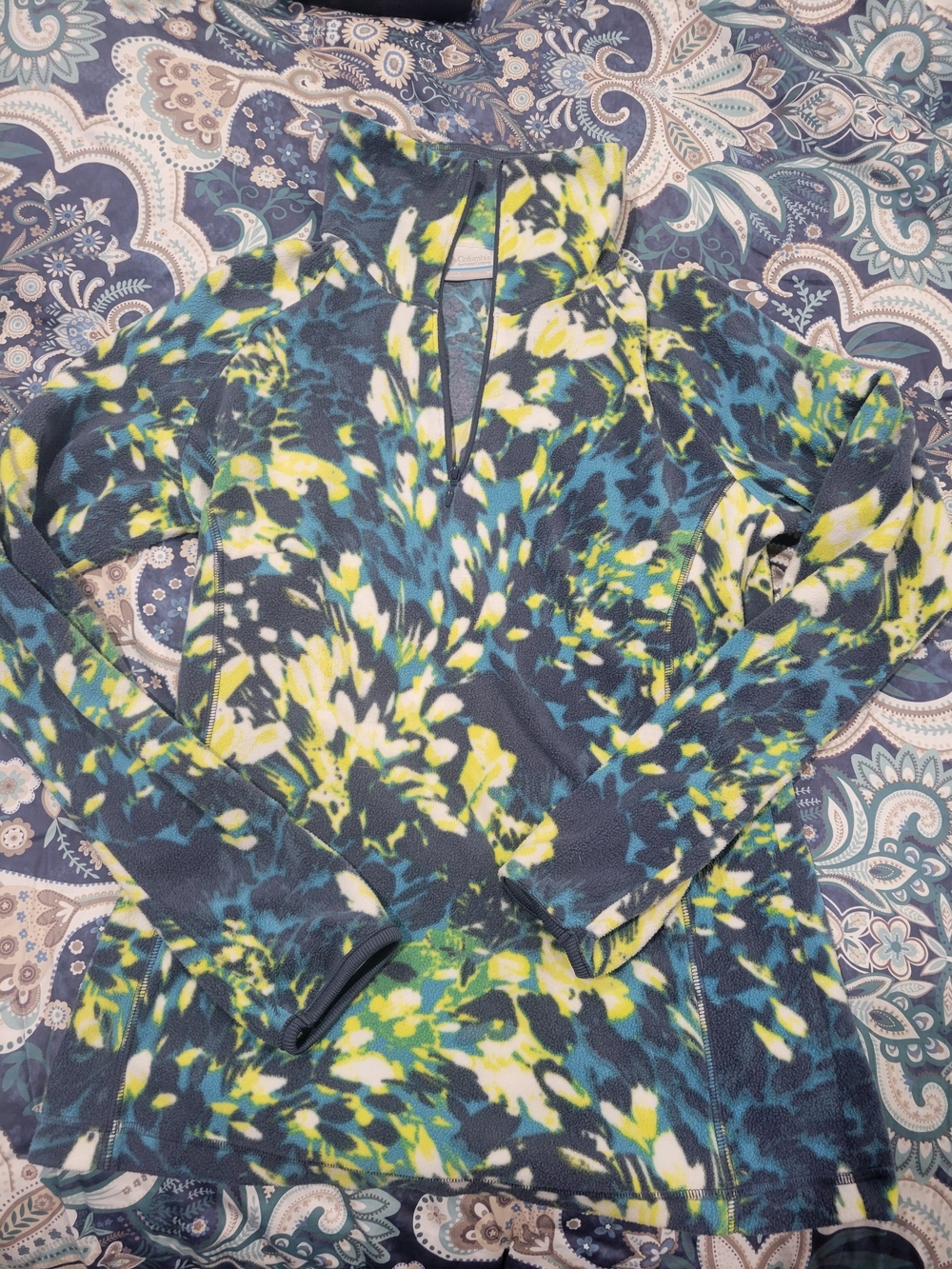 Columbia Vibrant Floral-Print Quarter-Zip Pullover